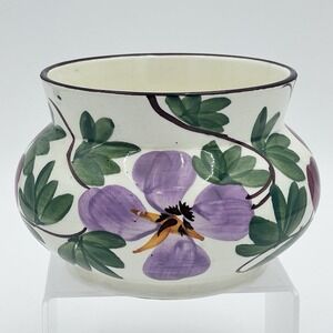 Vintage Schramberg Germany Hand Painted‎ Floral Bowl Vase SMF 5"x6" Pottery